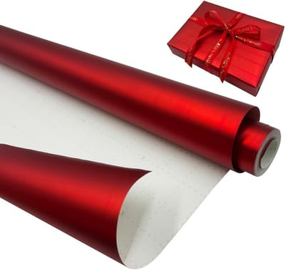 SnelShoppen - Rode Cadeaupapier Rol 43cm x 12m Matte Metallic Recyclebaar Inpakpapier voor Verjaardag, Kerst, Bruiloft, Feest, Festival Decoratie
