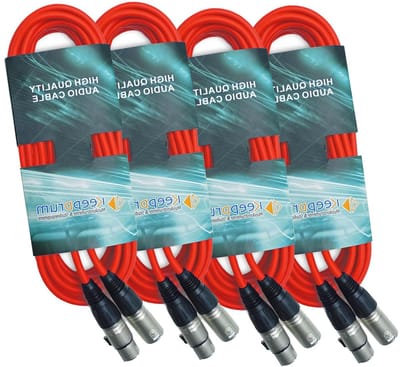 Microfoonkabel XLR - XLR kabel set - Muziekoptredens - Hoge kwaliteit - 4x 10 meter - Rood