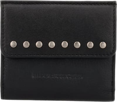 Hide & Stitches Redwood Portemonnee - Leren Portemonnee - RFID - Studs - Drukker - Muntvak - Ritsvak - Pasjesvak - Leren Dames Tas - Zwart