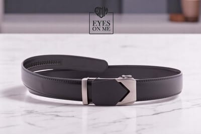 Zwarte lederen riem zonder gaatjes met automatische gesp voor heren ( Model N040 )