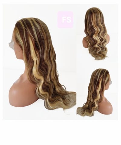 Frazimashop- Braziliaanse Remy Pruik – Haarwerken- 26 Inch (65 cm) Kleur 4/613 Golvend Haar Pruiken– 100% Human Hair – Haarstuk -13x4 Lace Front Wig