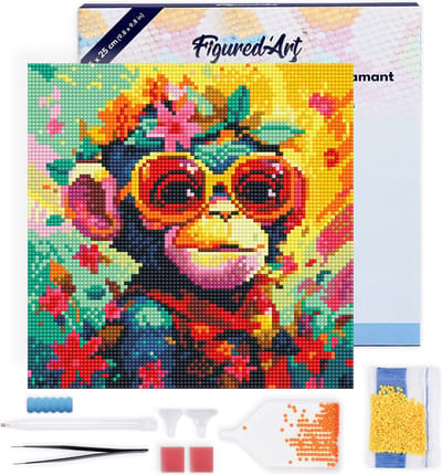 Figured'Art Mini Diamond Painting set Volwassenen 25x25 cm met lijst - 5D DIY Art full drill ronde diamant - Canvas al ingelijst