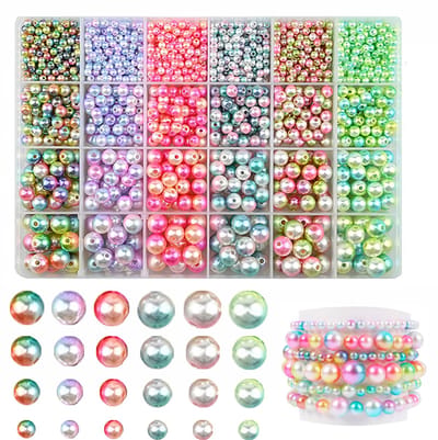 Gloovon® - 1890 stuks Kleurrijke Kralen om te rijgen - 4 Maten - DIY Sieraden maken - Armbanden - Kettingen - Kralen Set - Rocailles - Bedels - 6 Kleuren - 4 en 10mm