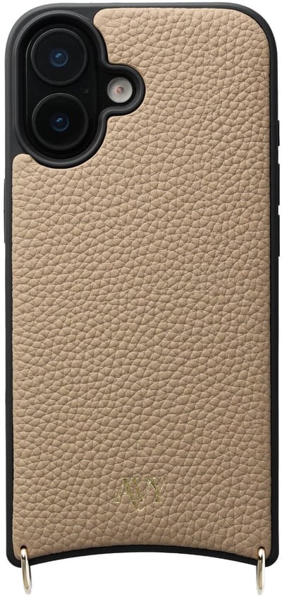 AVY Leren Hoesje | Geschikt voor Apple iPhone 17 | Compatibel met MagSafe | Leather Case | Back Cover | Haakjes voor koord | Beige