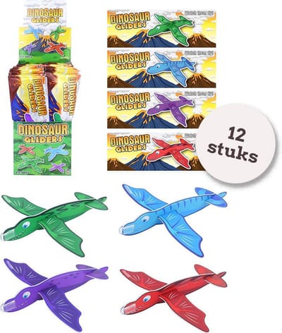 Foam vliegende Dino's| 12 STUKS| Uitdeelcadeautjes | Foam Gliders | Zweefvliegtuig