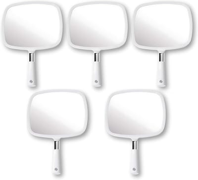 Grote handspiegel met handvat - wit - 5-pack - 33 cm x 23 cm
