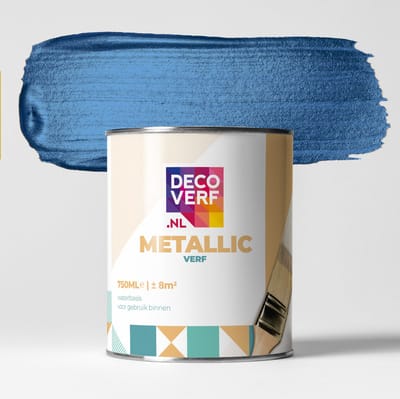 Decoverf metallic  verf zeeblauw, 750ml