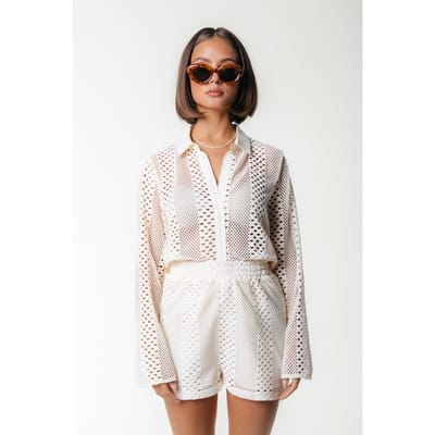 Colourful Rebel Nolita Crochet Short Off White Größe: S | Blusen Outlet | Damen | Weiß