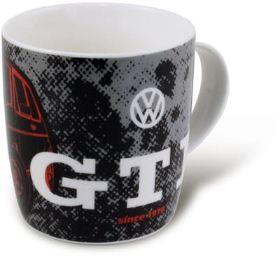 BRISA VW Collection – Volkswagen stor keramik kaffe-te-cappuccino-mugg för köket i GTI-design (370 ml/GTI svart/röd)