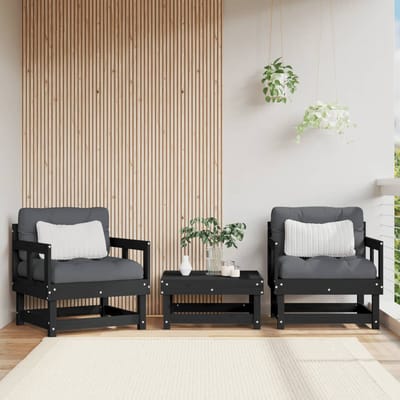 vidaXL - Tuinstoelen - 2 - st - massief - grenenhout - zwart