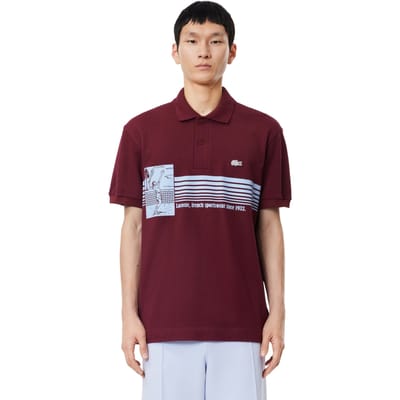 Lacoste Klassiek poloshirt voor heren van biologisch katoen, vervaardigd in Frankrijk (Rood)