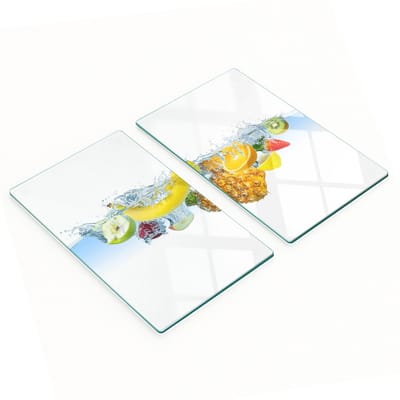 Glazen snijplanken met afbeelding van fruit onder water, 2x30x52 cm