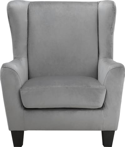 Zhili - Gestoffeerde Accent Stoel met Kruk in Fluweel Grijs (101 x 84 x 84 cm)