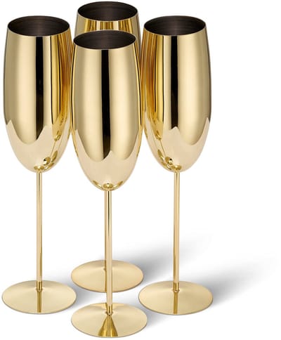 Dailygoods- Champagneglazen Onbreekbaar - Gouden Champagneglazen - 4 Stuks - Roestvrij Staal - 285ml - Elegant Design - Fluitglazen