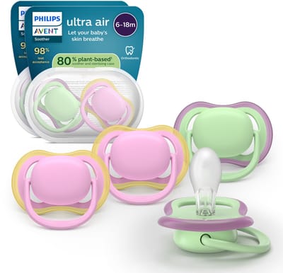 Philips Avent Ultra Air – Ademend en lichtgewicht fopspeen (6-18 mnd) – 4 stuks - SCF087/25