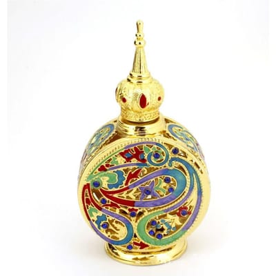 Métal Antique Moyen-Orient Mariage Design Arabe Petites Bouteilles Réutilisables Bouteilles compte-gouttes Bouteille d'huiles essentielles Bouteille or