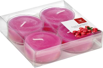 Trend Candles maxi geurtheelichtjes/waxinelichtjes - 4x - cranberry geur - 8 branduren - grote theelichtjes