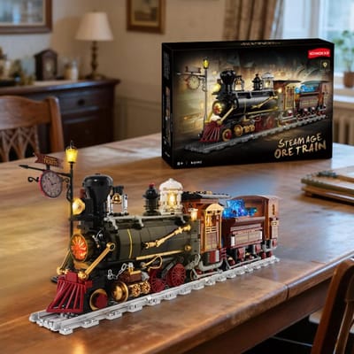 Hoge Kwaliteit 1402 Stuks Hoge Kwaliteit Steampunk Hoge Kwaliteit Trein Hoge Kwaliteit Gebouw Collectie kit - Hoge Kwaliteit Mechanisch Hoge Kwaliteit Stoom with box