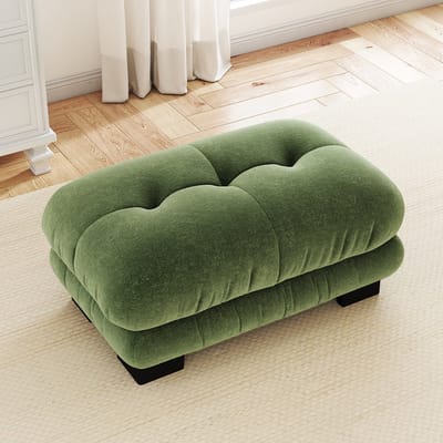 Groene Hocker - Modulaire ottomaan groen - Vintage voetenbank met zachte vulling - 112x68x52 cm - Voetensteun - Woonkamer Groen