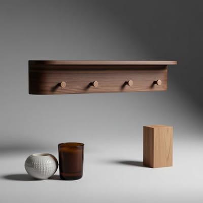 Wandgemonteerde Kapstok 'Toke' – Modern Houten Paneel met Verborgen Haken – 5 Haken – Walnoot