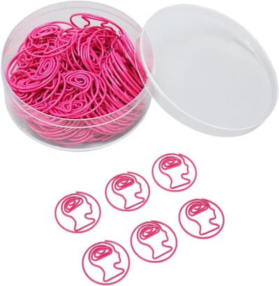 Dailygoods- Paperclips 50 Stuks - Roze Hersenvormige Paperclips - Bladwijzers - Kantoorbenodigdheden - Opbergdoos - Licht en Draagbaar - Kantooraccessoires