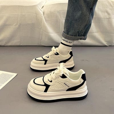 Lente Nieuwe Kleine Witte Schoenen Kinderen Hoge Waarde Sportschoenen Muffin Platform Casual Schoenen Campus Lichtgewicht Board Schoenen 40 zwart