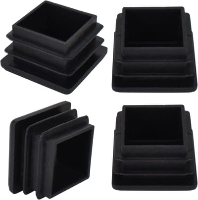 Set van 4 vierkante slat stops voor buizen 20mm x 20mm, kunststof caps voor meubels, stoelpoten bescherming en glijders, zwart