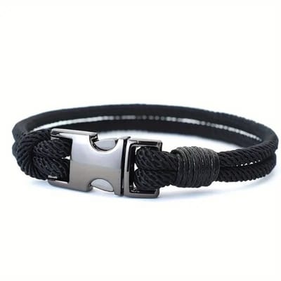 Livano Armband - Staal - Nep Zilver - Heren - Zwart