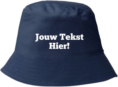 Navy Blue Bucket Hat Gepersonaliseerd met tekst - Bedrukt met jouw tekst - Festival - feest - vissers hoedje