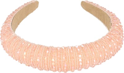 Haarsoires Haarband Diadeem 3,5cm – Dik Gevuld – Facetkralen – Lichtroze - Glanzende Haaraccessoire voor Feest of Bruiloft