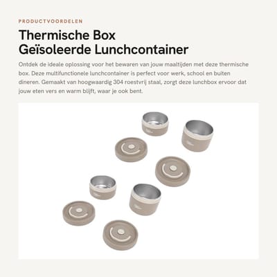 Dailygoods- Thermische Box Lichtgewicht - Lunchbox RVS - Geïsoleerde Lunchcontainer - Goede Afdichting - Multifunctioneel Gebruik - Voor Buiten Dineren