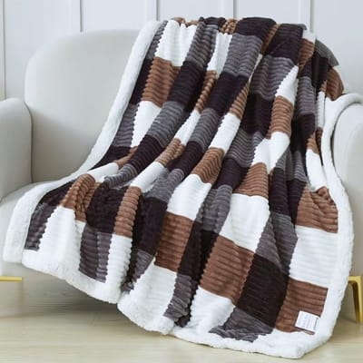Sherpa Fleece Deken Dubbelzijdig Dik Plaid Beddeken Warm Zacht 130x160cm