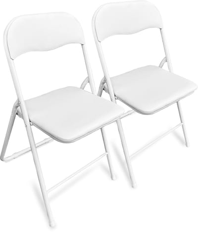 ADSafety Set van 2 Klapstoelen - Vouwstoelen - PVC - Eettafelstoelen - Opklapbare Stoelen - 46 x 50 x 81 CM - Stoelen - Wit