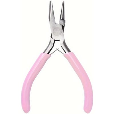 Pince de Précision Ronde Concave 5 Pouces à Manche Rose 1pc Bouche Demi-Ronde & Demi-Gorge Pince à Rouler Aiguille pour Boucler & Plier Fil Métallique rose