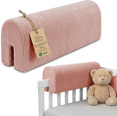 Bedrandbescherming voor kinderbedden 70 cm - bescherming voor bedframe babybed valbescherming voor boxspringbed bedrail met hoesrandbescherming kinderbabybedje Oeko-Tex Roze B