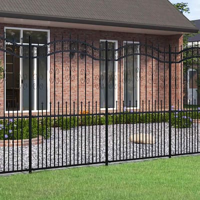 vidaXL - Tuinhek - KAMPEN - met - speerpunt - zwart - 240x175cm - staal