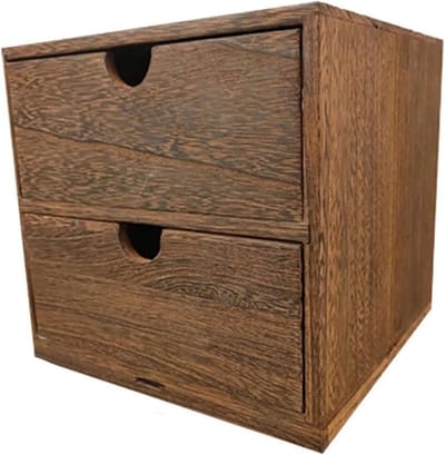 Sieraden Opbergdoos - Cosmetica Lade - Bureau Organisatie - Zwart Walnoot Fineer - 18x18x17cm - Houtkleur