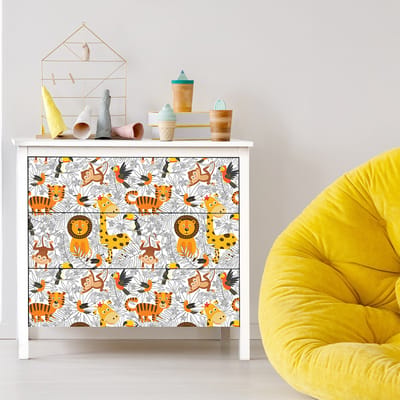 Sticker voor kindermeubels met Afrikaanse safaridieren, 40 x 60 cm