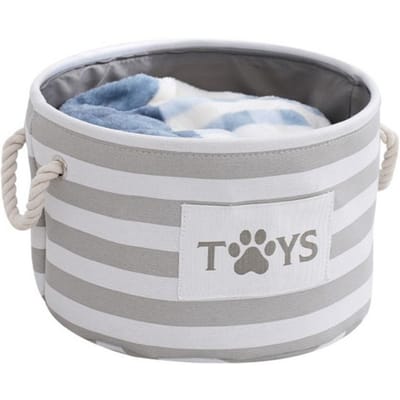 Cartoon Patroon Hondenspeelgoed Opbergmand Rond Opvouwbare Hondenspullen Organizer Met Handvat Grote Capaciteit Huisdierkleding Opbergdoos gray