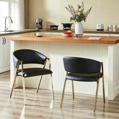 HAUSS SPOLE Eetkamerstoel – Luxe Minimalistisch Design – Set Van 2 – Comfortabel Met Ergonomische Rugleuning & Verstelbare Poten – Voor Eetkamer En Woonkamer – Zwart