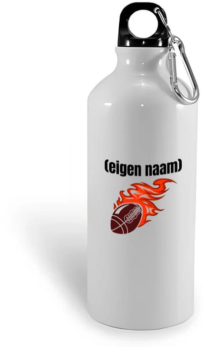 Hacebo® - rugbybal vuur met eigen naam waterfles - Rugby - atleten - iemand die houdt van rugby - verjaardag - cadeau - kado - water fles - 400ML