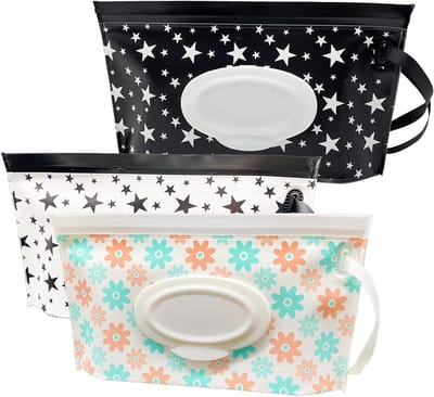 Babydoekjes Pouch - Natte Doekjes Houder - Draagbare Hygiëne - Herbruikbaar & Hervulbaar - 3 Stuks - Grijs