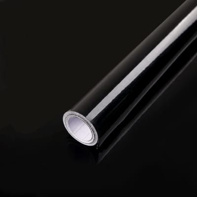 Allecto plus - Zelfklevend Vinyl Wrap Zwart 60X500cm - Waterdicht Keuken Behang - Glanzende Film - Verwijderbare DIY Meubelstickers - Werkbladen Kasten