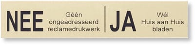 Brons look Brievenbus sticker - NEE JA - messing, 125 x 25 mm