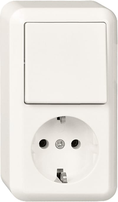 Stopcontact + Wisselschakelaar - Opbouw - Randaarde - Polarwit - Contura - Schneider Electric - 388604
