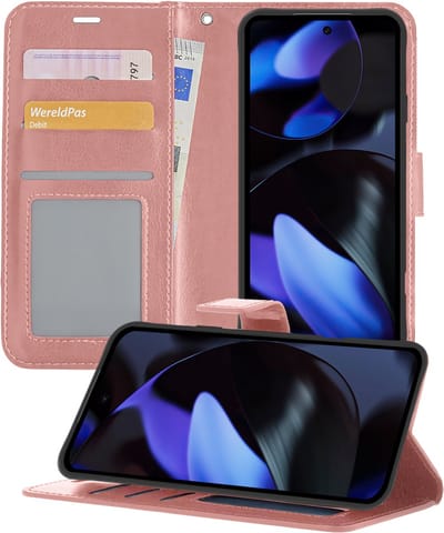 Hoesje - Geschikt voor Google Pixel 10 - Luxe Bookcase - Walletcase Hoes - Portemonnee - Cover - Telefoonhoes - Rosé goud