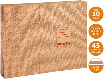 Verhuisdozen Set van 10 - Stevige Opslagdozen met Handvatten en Tape - 500x300x300 mm