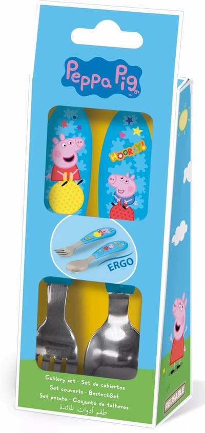Peppa Pig - metalen ergonomische bestekset - 2 stuks