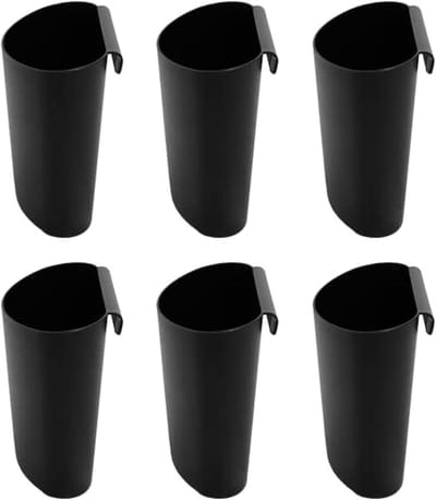 Hanging Cups voor Opbergwagen en Bestekrek, 6-Pack Multifunctionele Hangende Cup Houder, Verwijderbare Accessoires voor Organisatie en Opslag (Zwart)