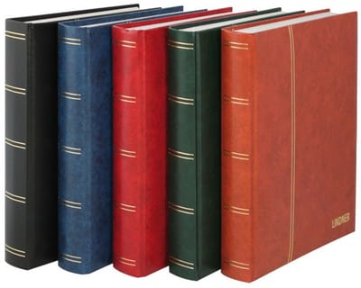 Lindner 1162S Postzegelalbum – Rood - groot formaat – 30/60 blz. witte bladen - luxe – gewatteerd Postzegels - insteekalbum - insteek - compact – stockboek